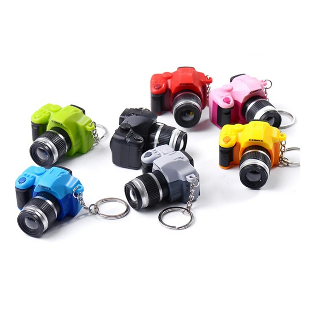 Новый Пластик игрушка Камера Ключи Цепи дети цифровой зеркальной Камера игрушка светодиодный световой звук светящийся подвеска брелок