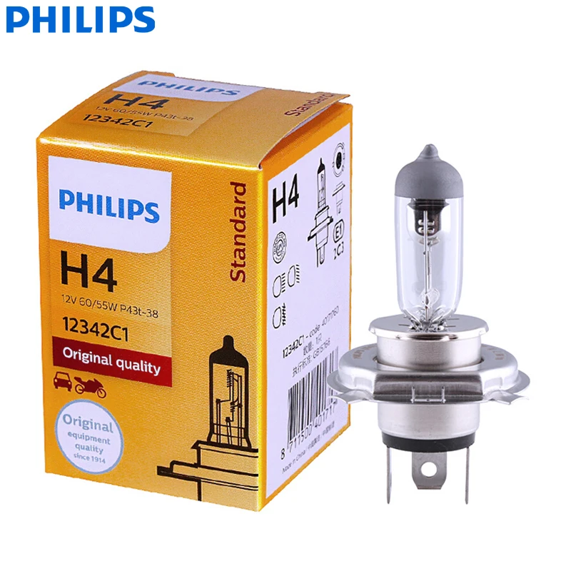 Philips Vision H4 12 в 60/55 Вт P43t 12342C1 + 30% более яркая Оригинальная Автомобильная галогенная
