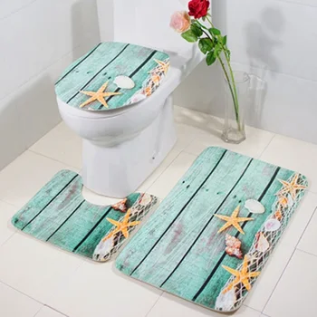 

Non-slip Floor Mat Toilet Cover Three Sets Of Flannel Bathroom Floor Carpet Toilet Cover Bathroom Anti-slip Carpet 3 Piece Set