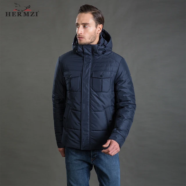 $US $89.99 HERMZI 2021 Men Winter Jacket High Quality Fashion Autumn Cotton Padded Jacket Winter Coat Mens Winter Jacket Detachable Hood