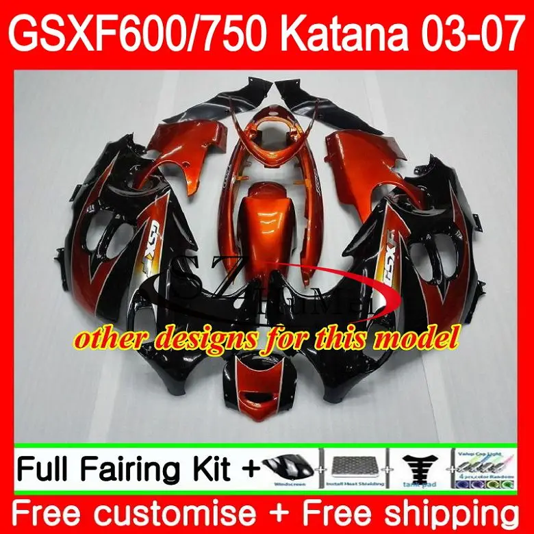 Корпус для Suzuki Katana GSX750F GSXF 750 600 34NO. 1 GSXF600 03 04 05 06 07 GSXF750 2003 2004 2005 2006 2007 Обтекатели красного и белого цвета
