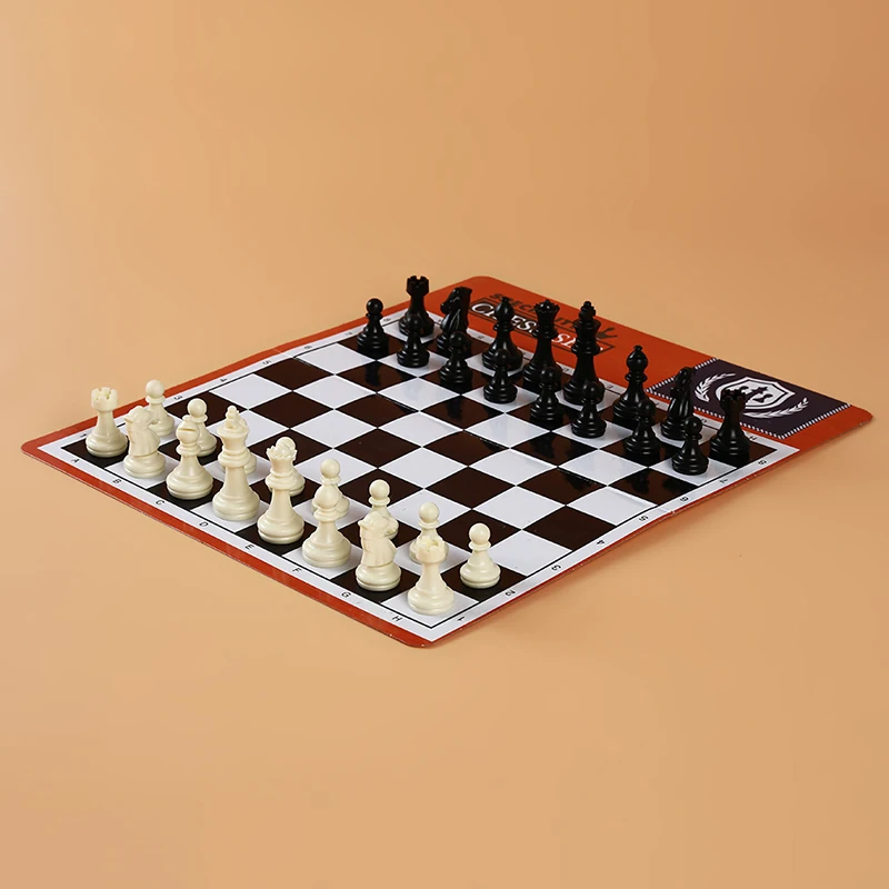 

New High Quality Exquisite Standard Solid Plastic Chess Set Portable Leather Chess Board Children Gift Puzzle Games