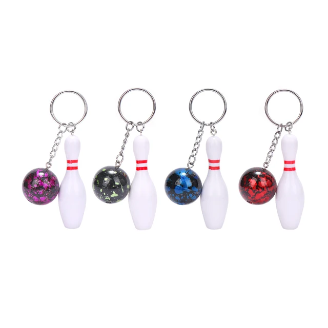 Best Offers Mini Bowling Pin Keychain Cute Colorful Ball Key Ring Sport Style Key Chain Handsbag Pendant Car Accessories Jewelry