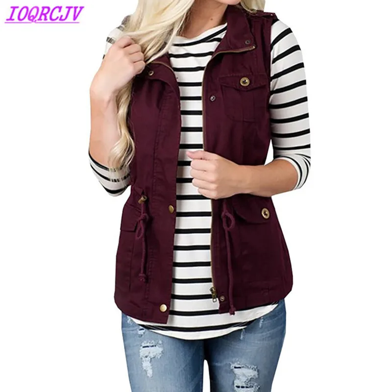 Women waistcoats of large sizes gilet spring short Cotton vest fashion sleeveless Outerwear Autumn female vest top IOQRCJV H315