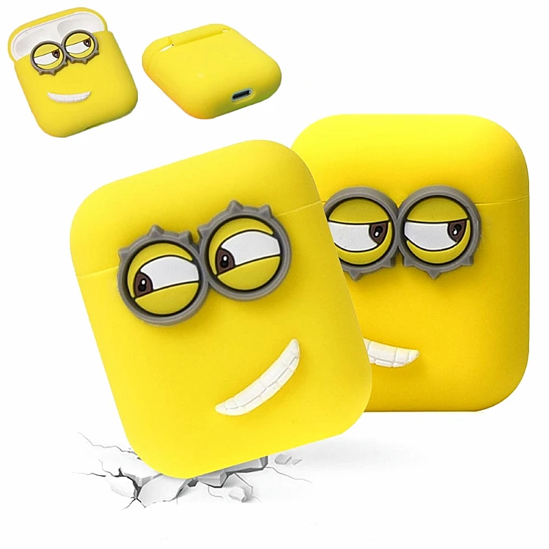 

Silicone Earphones Case for airpods case Little Yellow Man Bluetooth Wireless Protective Charging Case Protective Cover Box Bag