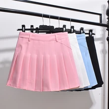 Розовая плиссированная юбка новая весенне-летняя черная юбка с высокой талией для студентов