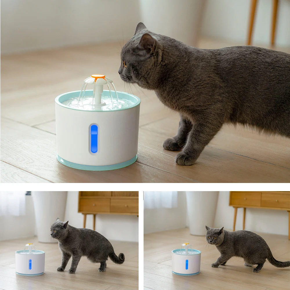 2.4L Pet Cats фонтан воды Led автоматически цикл Электрический диспенсер для напитков чаша с прозрачным окном уровня воды