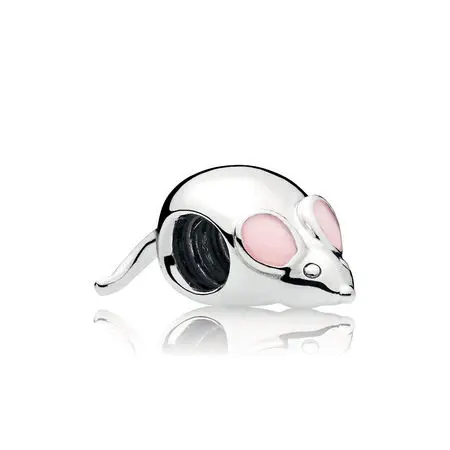 

free shipping 1pc cute mouse charm pink enamel bead Charms Fits European pandora Charm Bracelets A914