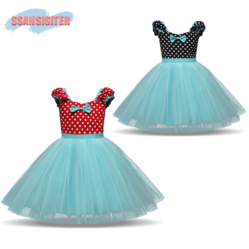 

Cute Minnie Girls Polka Dot Minnie Mouse Ball Gown Tutu Dress Christmas Party Cosplay Kids Baby Casual Birthday Party Dress 3-8Y