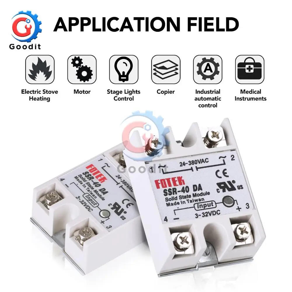 SSR 40DA 40A вход 3 32V DC Выход 24 380V AC твердотельный релейный модуль однофазный