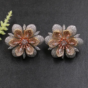 

Lanyika Fashion Jewelry Elegant Blooming Flowers Earrings Stud for Wedding Engagement Party Trendy Luxury Earrings Gift