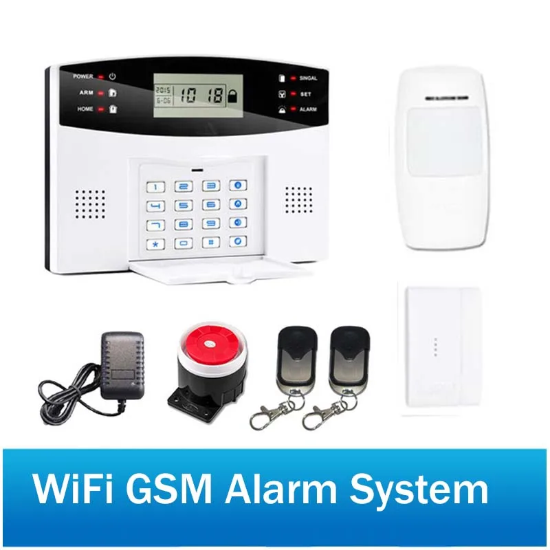 

Wireless Home Security GSM Alarm System two way Intercom SMS notice for power off WiFi GSM Alarm system IOS Android APP Control