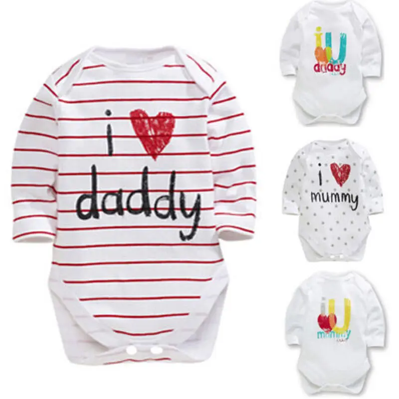 Милый хлопковый комбинезон с буквенным принтом для новорожденных мальчиков и девочек; комбинезон с длинными рукавами для малышей; хлопковая одежда для детей 0-12 месяцев