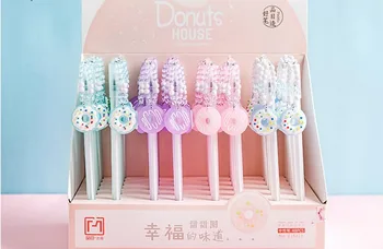 

korea cute donut house gel pen cartoon stationery prize kawaii student pen office write sign pen black neutral pen 48pc/lot