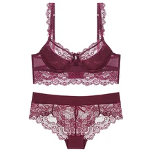 Высокое качество кружева сетки сексуальный бюстгальтер трусики набор 70A-90D женское красивое нижнее белье девушка нижнее белье костюм полые вышивка прозрачный