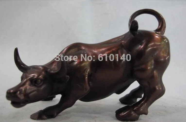 

Chinese pure Bronze carve Wall Street wealth Bull OX Lucky Feng shui Statue