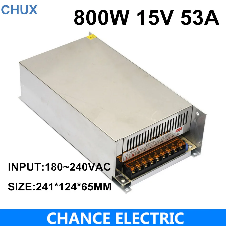 High power switching power supply 800W 15V 53A switching power supply AC to DC for LED strip ligth(S-800-15) High power switching power supply 800W 15V 53A switching power supply AC to DC for LED strip ligth(S-800-15)