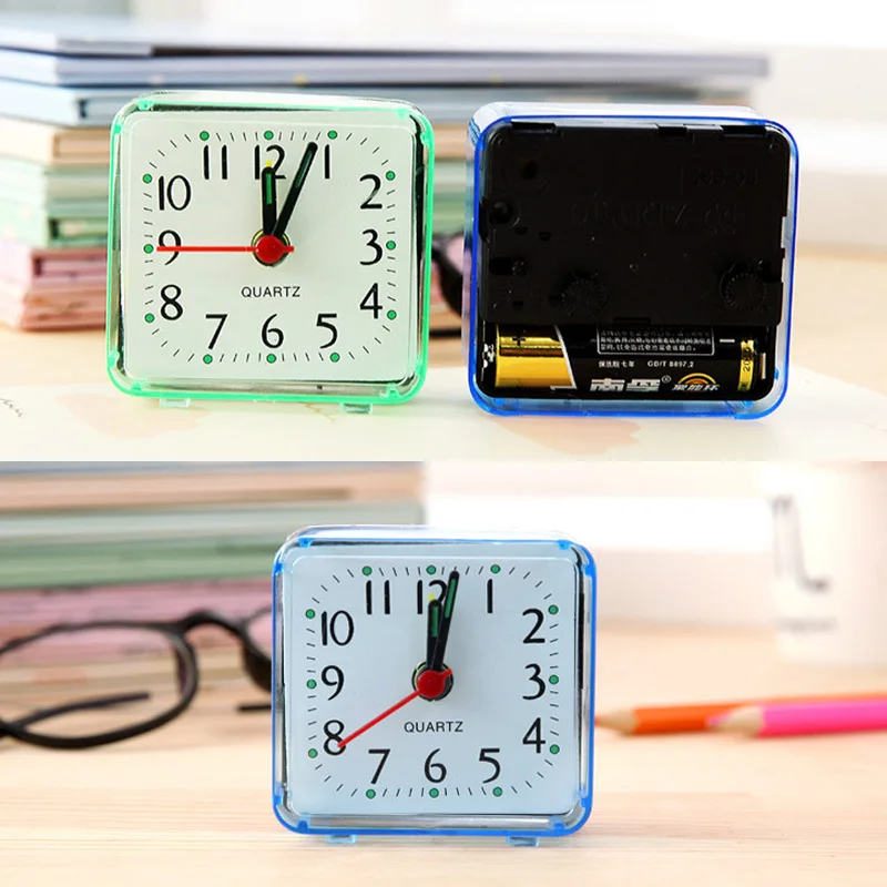 Square Small Bed Alarm Clock Travel Quartz Beep Mini Electronic Cute Creative Bedroom Office Plastic Student Desk Watch Square Small Bed Alarm Clock Travel Quartz Beep Mini Electronic Cute Creative Bedroom Office Plastic Student Desk Watch