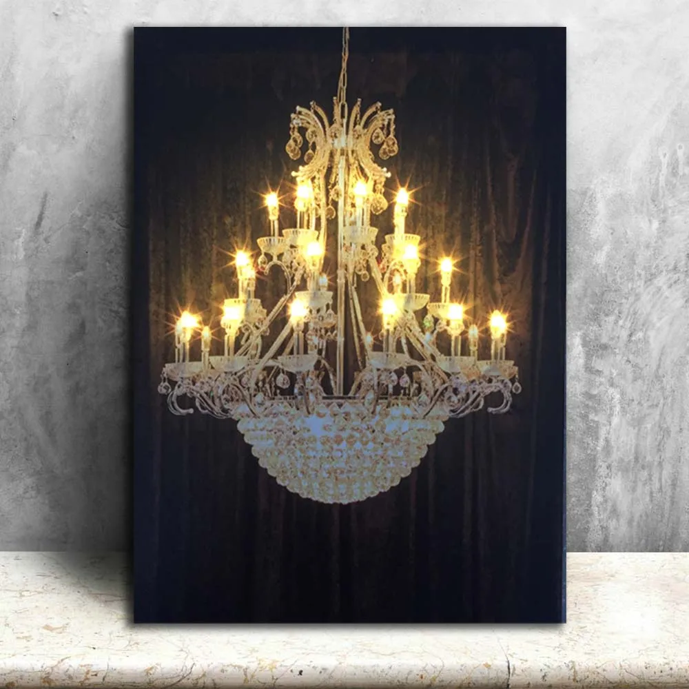 

Led wall picture dividing vertical elements polychrome gold crystalline canvas art light up painting artwork printed dropship
