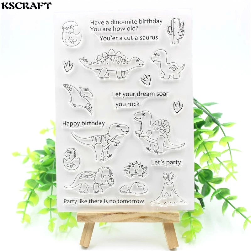 

KSCRAFT Cute Dinosaur Transparent Clear Silicone Stamps for DIY Scrapbooking/Card Making/Kids Crafts Fun Decoration Supplies 131