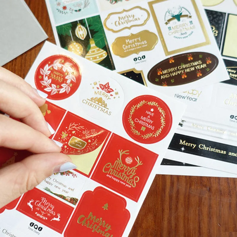 120pcs Christmas Sticker Merry Christmas Santa Claus Seal Sticker Adhesive Labels Stamping Paper Gift Stickers Xmas Decoration