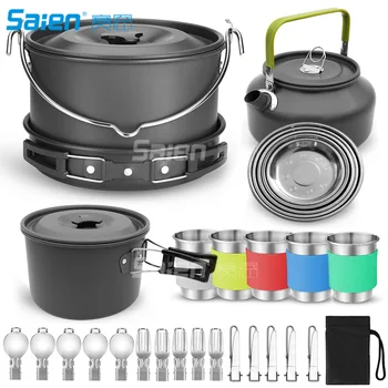

Camping Cookware 35 Piece Outdoor Mess Kit Backpacking| Trailblazing add on | Compact| Lightweight| Durable with Chef Pots