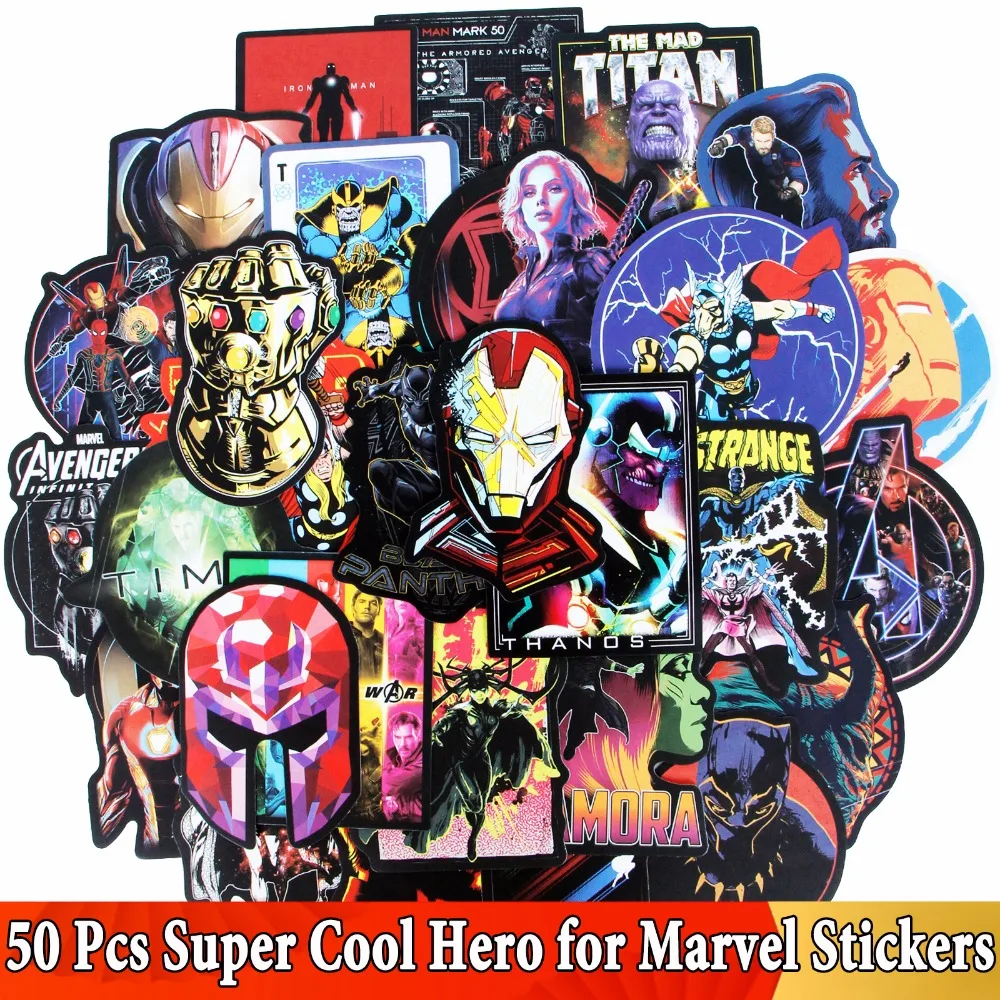 Крутой JDM аниме Стикеры из фильмов для MARVEL мультяшный супергерой для Мстителей наклейка на мотоцикл ноутбук скейтборд багаж стикер