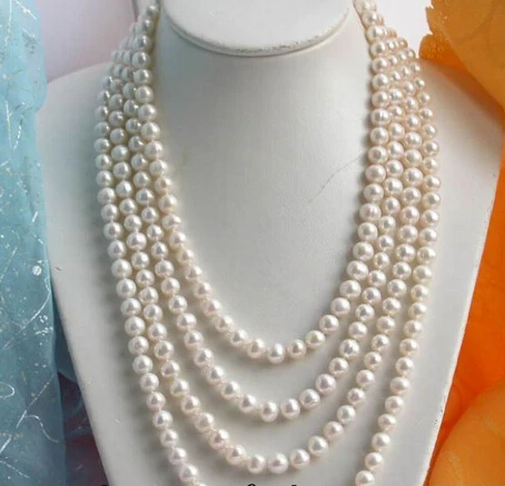 

HOT 003347 Details about long 100" 8-9mm round white freshwater pearl necklace