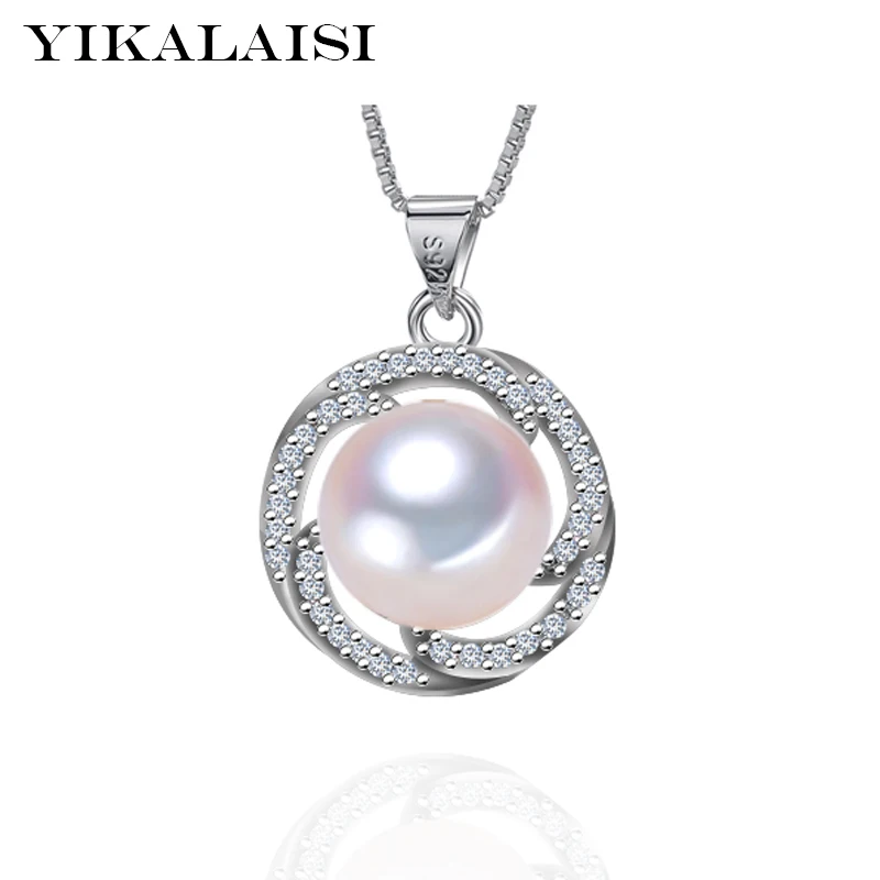 

YIKALAISI 925 Sterling Silver Jewelry Pearl Necklace Jewelry High Quality 9-10 mm Natural Pearl Pendant For Women Gift