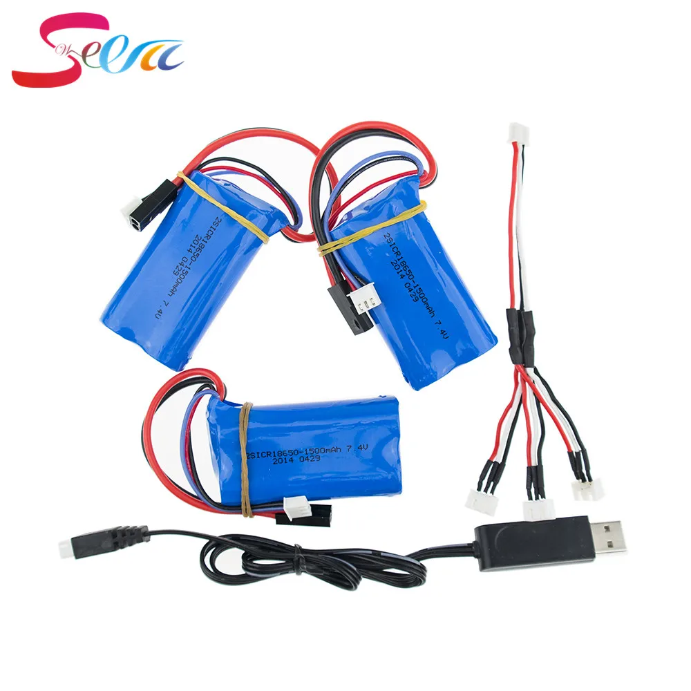 

Li-ion batteries 7.4V 1500mah 2s Battery 3pcs and USB charger For MJX T40RC Quadcopter drone part wholesale