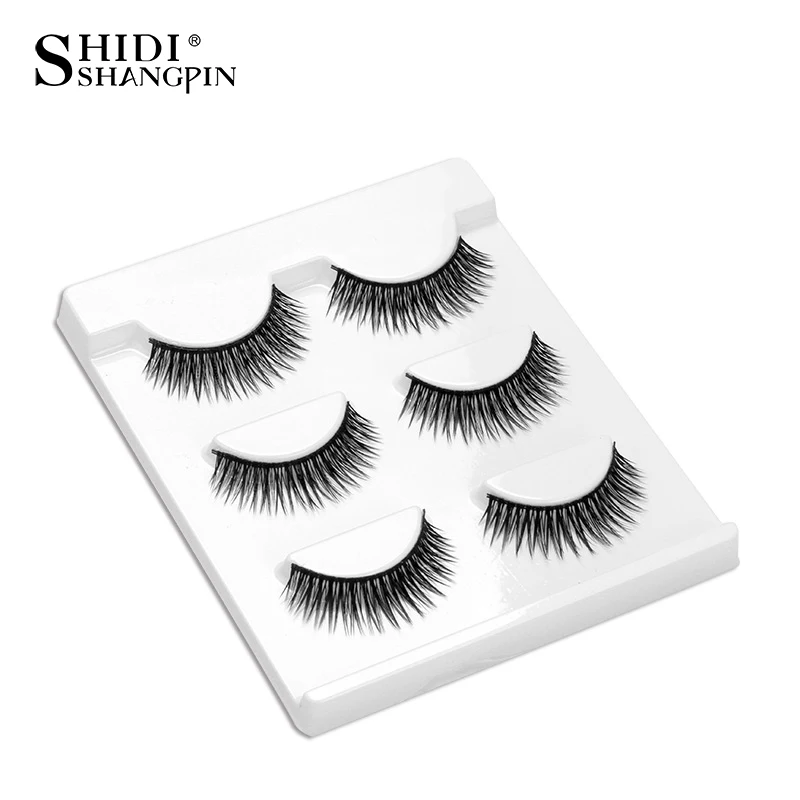 

3 Pairs Natural False Eyelashes Black Makeup Fake Lashes Long Handmade Wispy Eye Lashes Eyelash Extension for beauty BL08