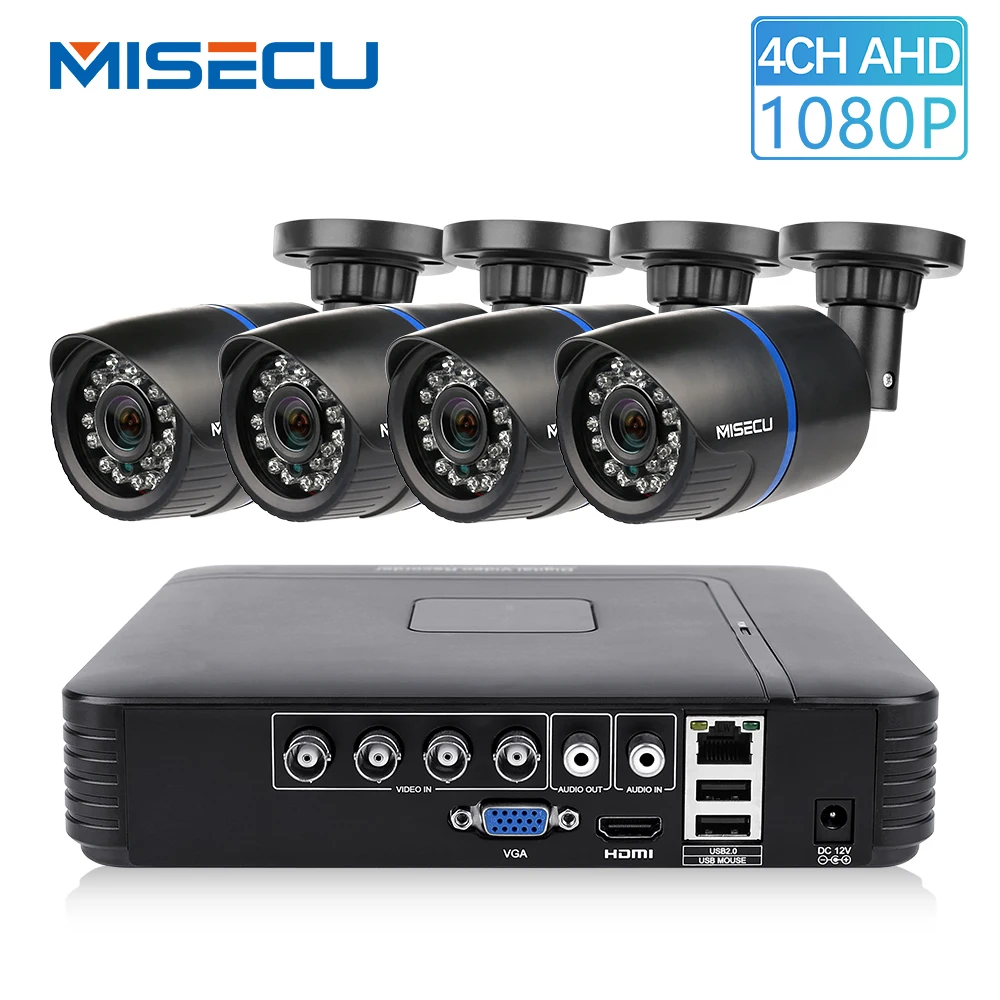  MISECU CCTV 4CH 720P/1080P AHD Camera Kit P2P HDMI H. 264 DVR Video Surveillance System Waterproof  - 33045126153