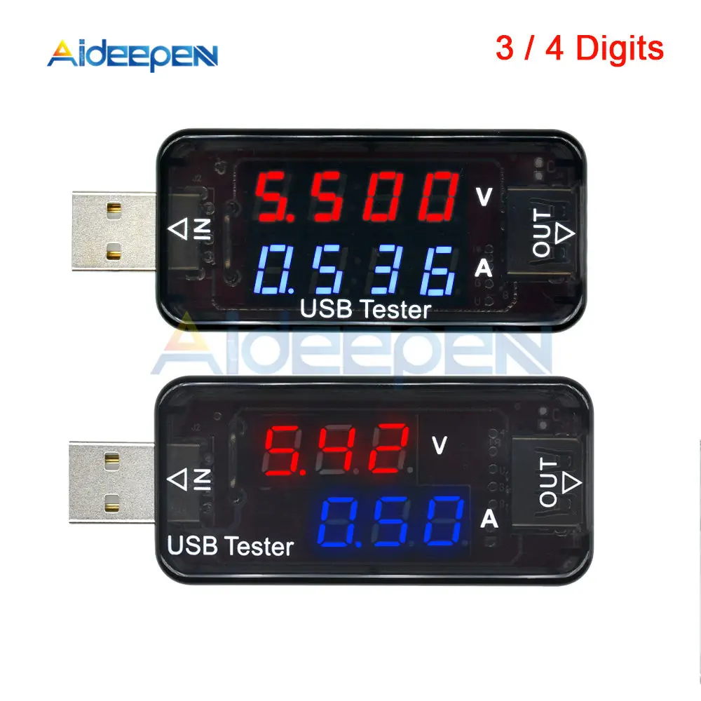 

Digital USB Current Voltage Charging Detector 3/4 Digits Mobile Power Current Voltmeter Ammeter Voltage Charger Tester