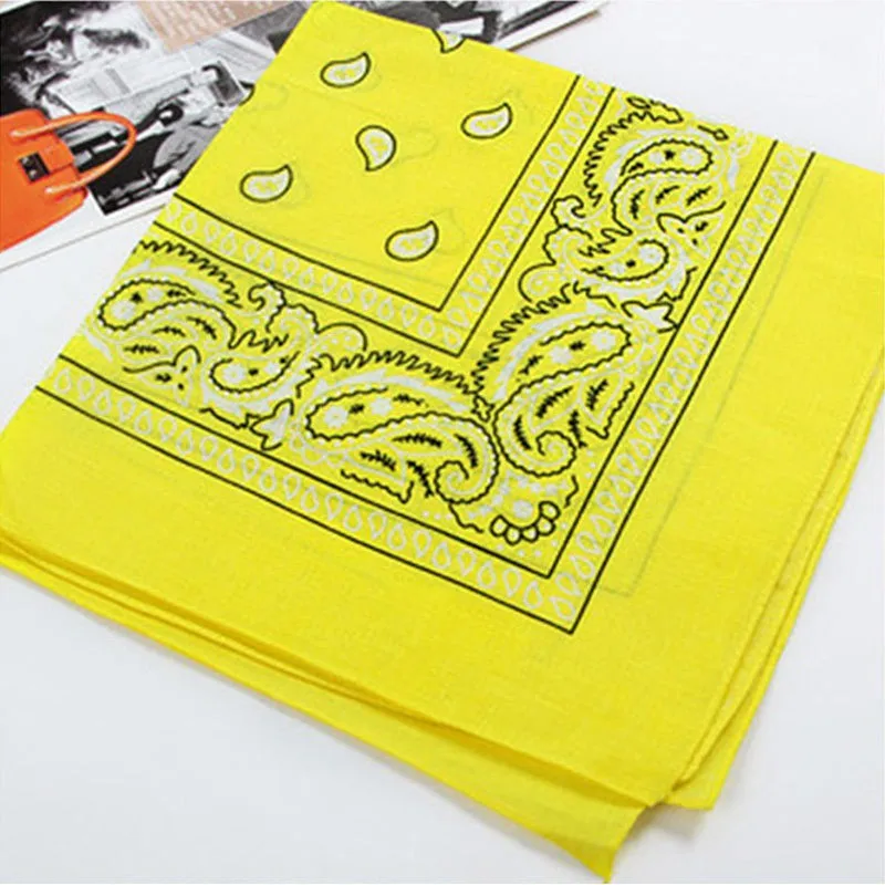 Унисекс Винтажный женский мужской головной убор шейный шарф напульсник носовой платок 14 цветов - Цвет: Цвет: желтый