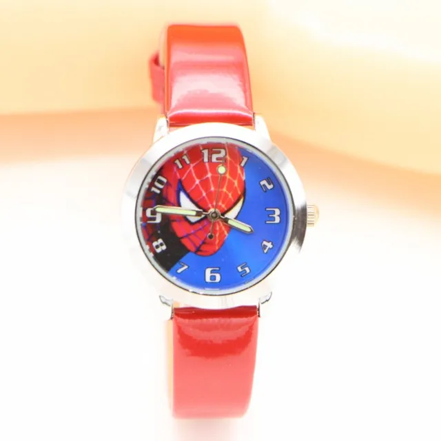 Dropshipping Fashion Leather Quartz Spiderman kids cartoon WristWatch clock stud Dropshipping Fashion Leather Quartz Spiderman kids cartoon WristWatch clock stud
