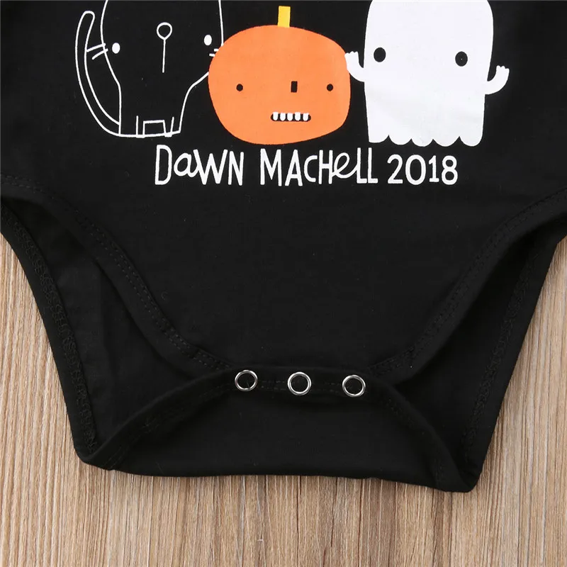 Halloween Costume Newborn Infant Baby Girl Clothes Boy Letter Cartoon Print Long Sleeve Casual Jumpsuit Bodysuit Outfits 3-18M