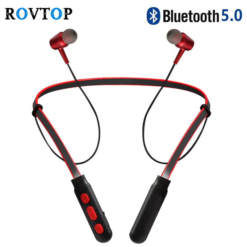 

Rovtop Wireless Bluetooth 5.0 Earphones Sport Stereo Headset Handsfree Bluetooth Earphone Earbuds with Mic Neck Hanging