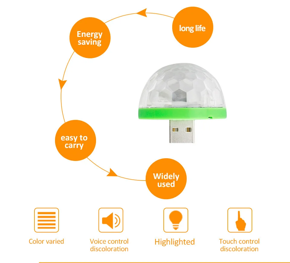 USB 3 Вт rgb светодиодные лампы Красочные Магия лампы DC 5 В звук Управление stage light touch Управление паб led лампы для DJ Дискотека Стороны KTV