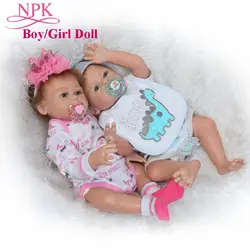NPK 50 см реалистичные новорожденные дети мальчик/девочка куклы Boneca полный Силиконовый Bebes Reborn кукла Дети интерактивные игрушки ребенок