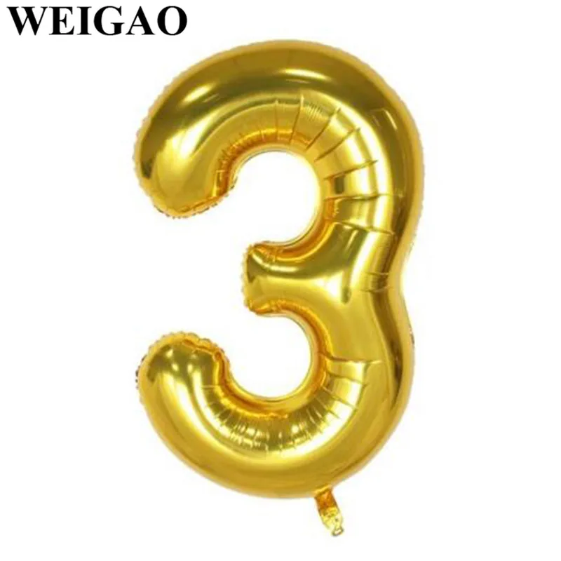 1Pc 40inch Giant 0-9 Birthday Number Balloons Digit Foil Balloon Wedding Anniversary Decorations Helium Balon Birthday Supplies - Цвет: Gold 3