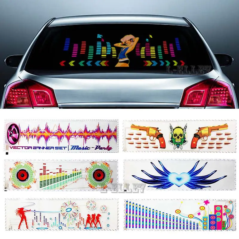 

Multi-selective Beautiful Girl Car Sticker Music Rhythm LED Flash Light Sound Equalizer Lamp Dancing Horn 90*25CM