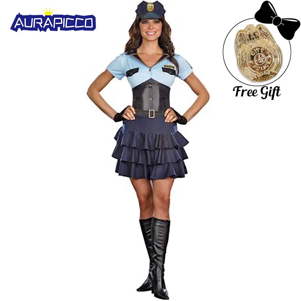 Police Officer Adults Fancy Dress American Cop Ladies Mens Uniform Costumes 
