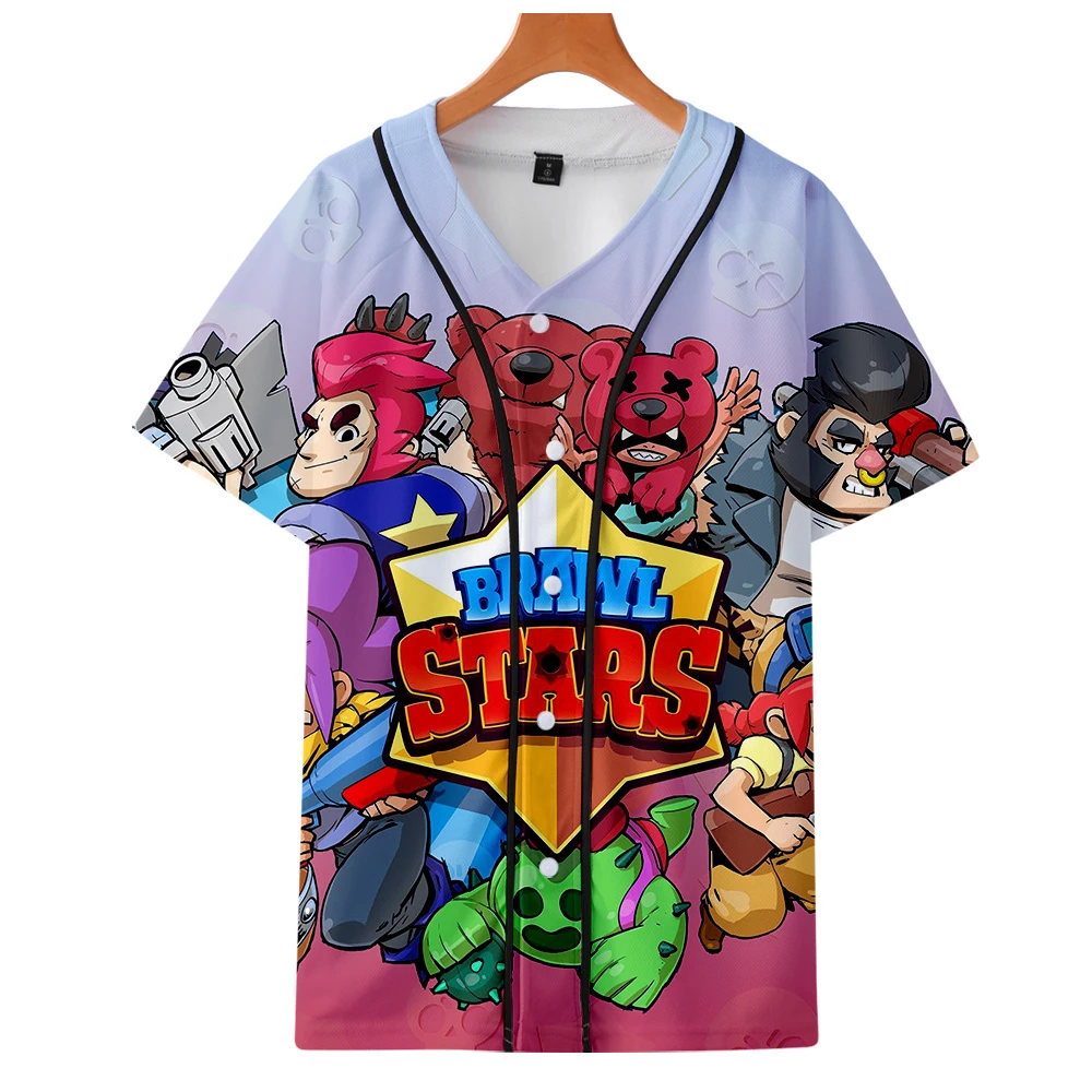 summer 3D Hip Hop BRAWL STARS Baseball T shirt Men Women short T-shirt with Hat cotton cool clothes Boy Short Sleeve shirts tees