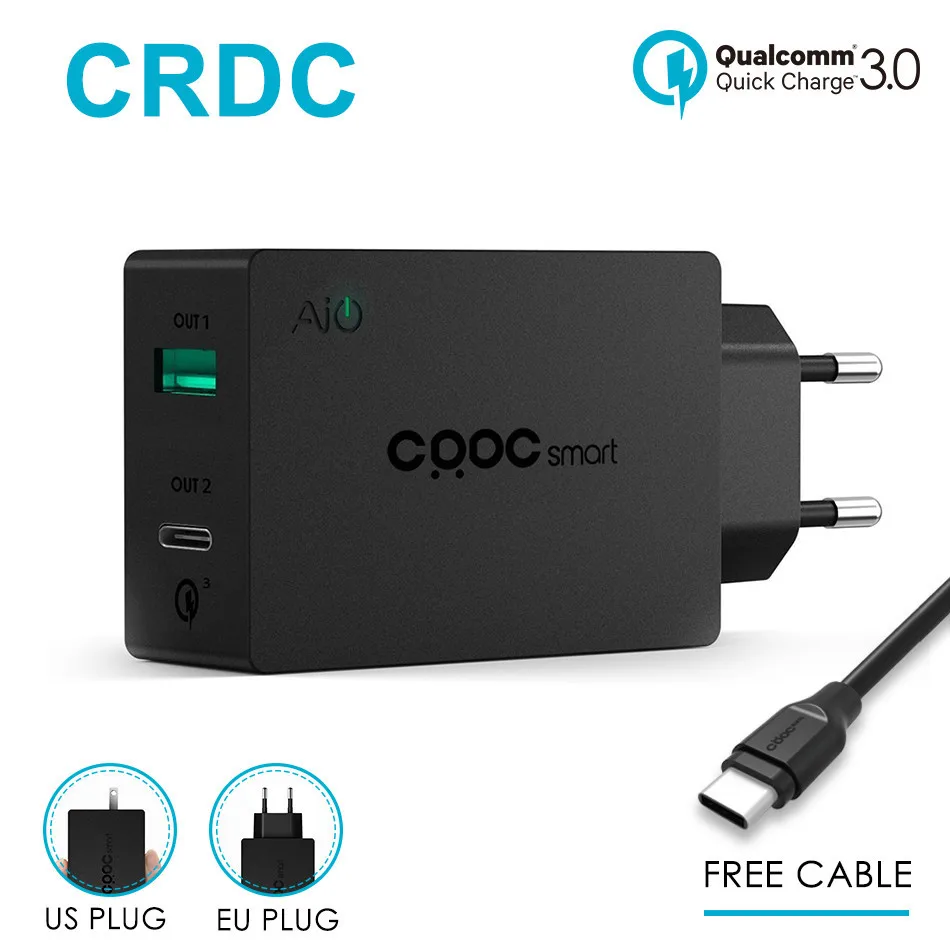 Тип c Quick Charge 3.0 и USB Зарядное устройство crdc смарт-мобильный телефон Портативный