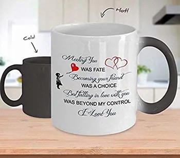 

Color Changeing Mugs - Meeting You Was Fate - Coupled Mug, Soul Mate Coffee Mug