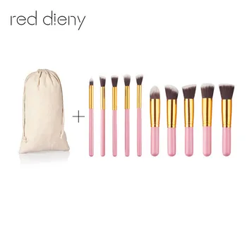 

10PCS Pro Foundation Powder Makeup Brush Kits Contour Eyeshadow Blush Concealer Blending Cosmetic Brush Set With Bag Case Holder