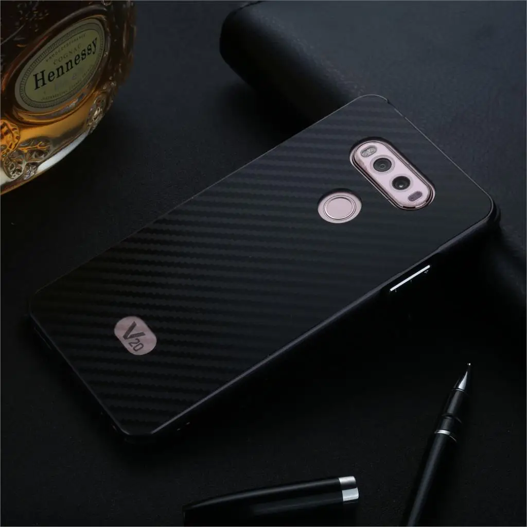 Для LG V20 чехол тонкий металлический каркас из углеродного волокна Стиль задняя