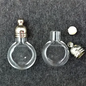 

100pieces 20x12mm tiny flat ball glass Vial pendant glass bottle locket necklace pendant charms name on rice bottle