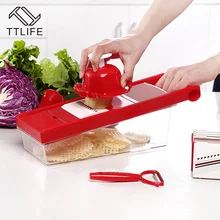 TTLIFE Multifunctional Vegetable Cutter Mandoline Slicer Box with 6 Stainless Steel Blade Slicer Potato Carrot Dicer Salad Maker