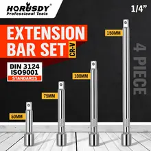 4 UNIDS Long Extension Bar Set 1/4 Drive Ratchet Socket Extender Hand Adjustment Tool 1 2 dr breaker breaking bar hinge swivel socket drive flexi bar 24 600mm extra long